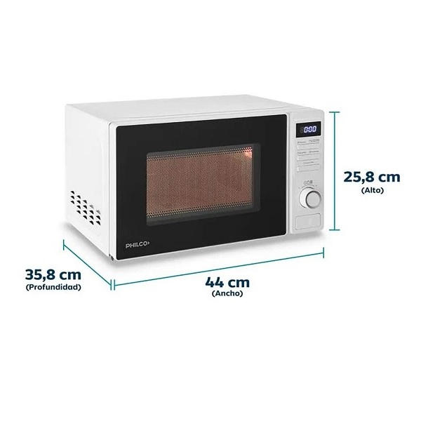 Microondas PHILCO MPHDW20UAP 20lts.control digital Blanco - Imagen 4