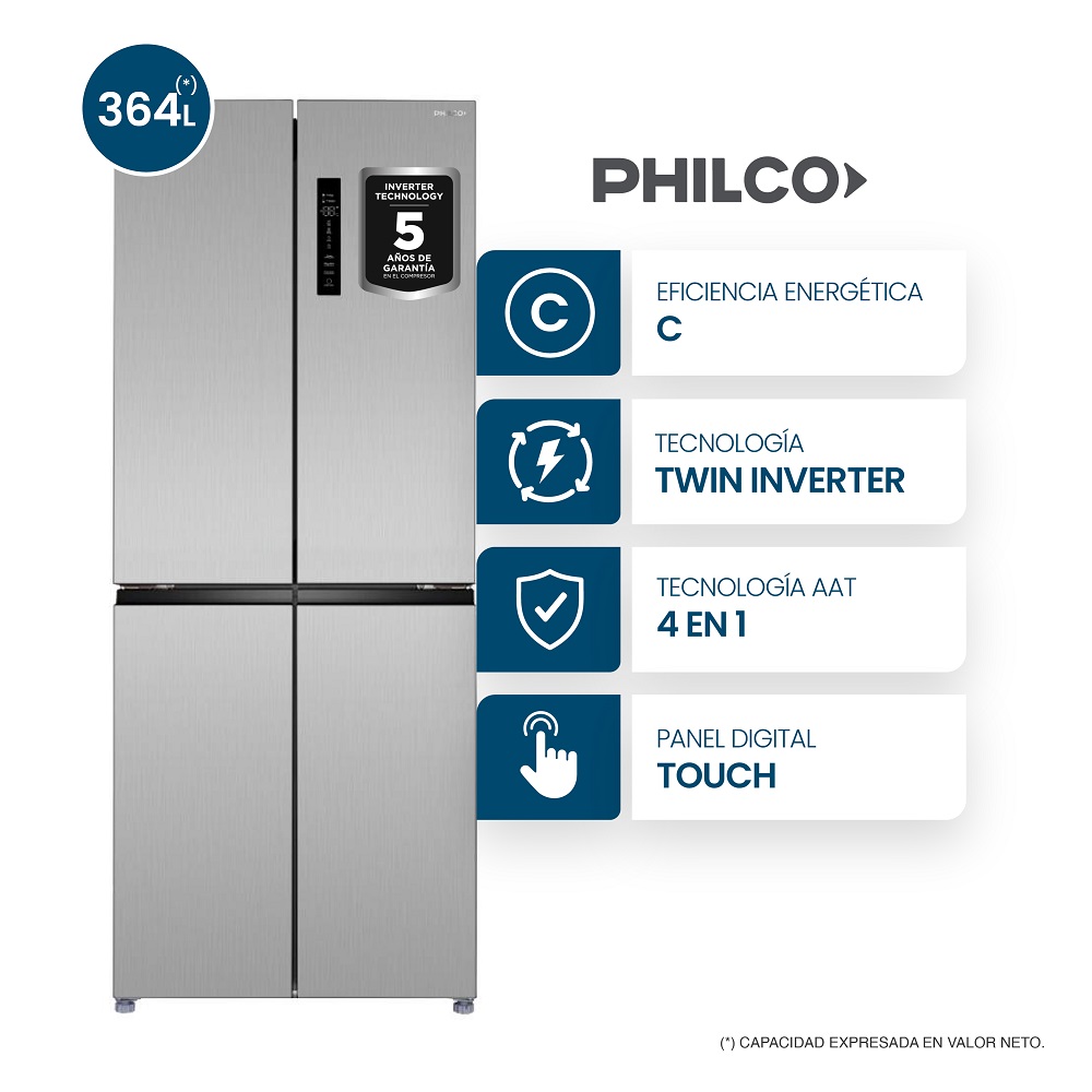 Heladera No Frost PHILCO NPHSM364X 364 lts. Inverter Ac.Inoxidable - Imagen 3